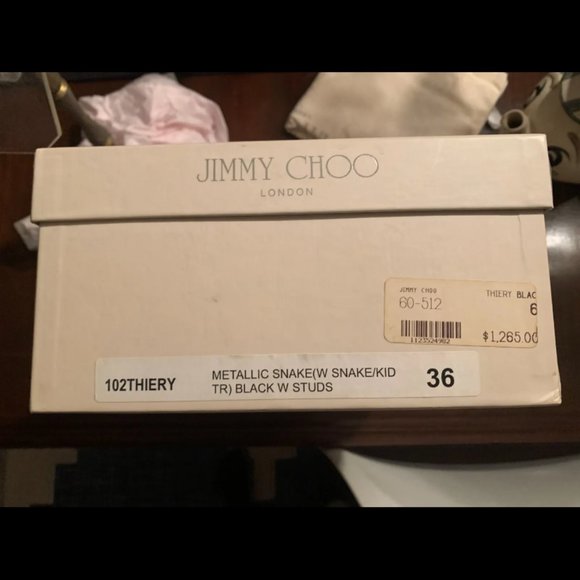 JIMMY CHOO METALLIC SNAKE SKINWITH STUD HEELS 102 THIERY - Picture 9 of 11